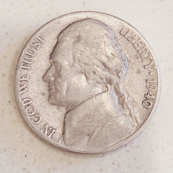 RARE 1940 NICKEL W/NO MINT MARK - Picture 2 of 4